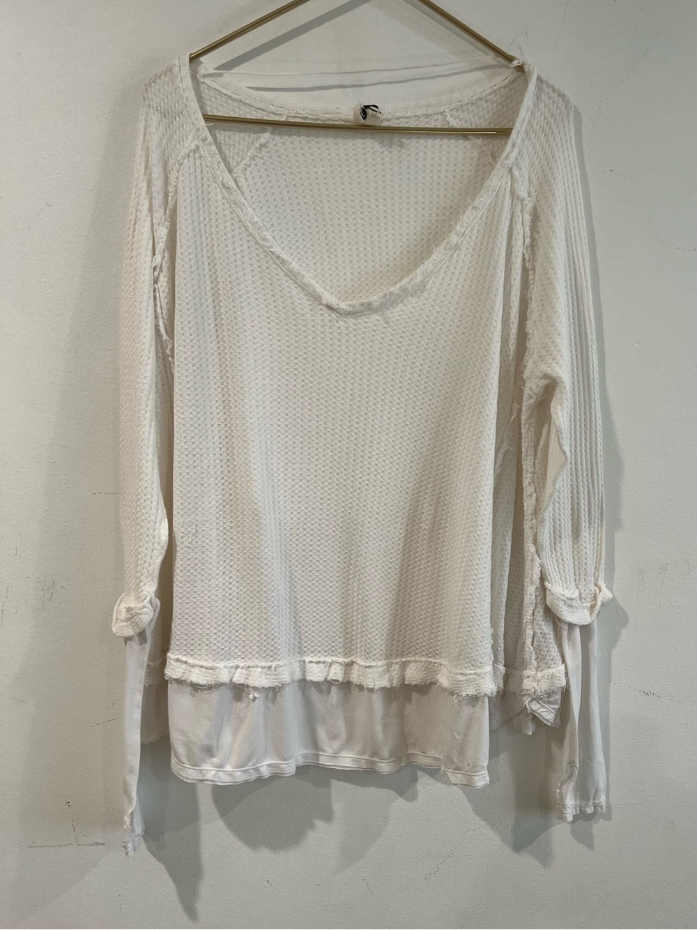 We the free Women's White Layered V-Neck Long-Sleeve Top S